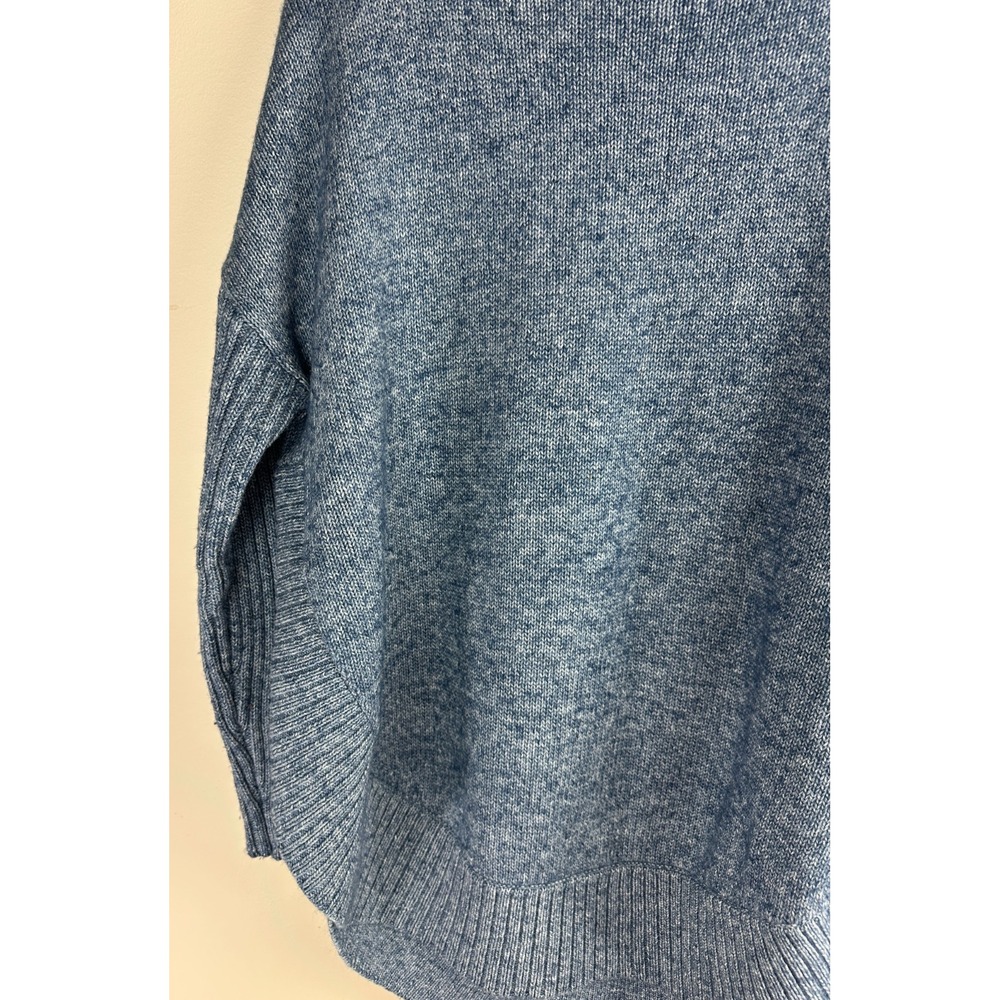 Sundance Blue Marl Knit Dolman Curved Hem Pullover Sweater Ribbed L Oversized - Picture 5 of 12